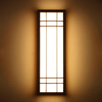 Traditional Japanese Rectangle Solid Wood Acrylic LED Wall Sconce Lamp For Bedroom