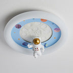 Lumendat Modern Art Deco Kids Iron Resin Acrylic Round Moon Astronaut LED Flush Mount Ceiling Light For Bedroom Lumendat