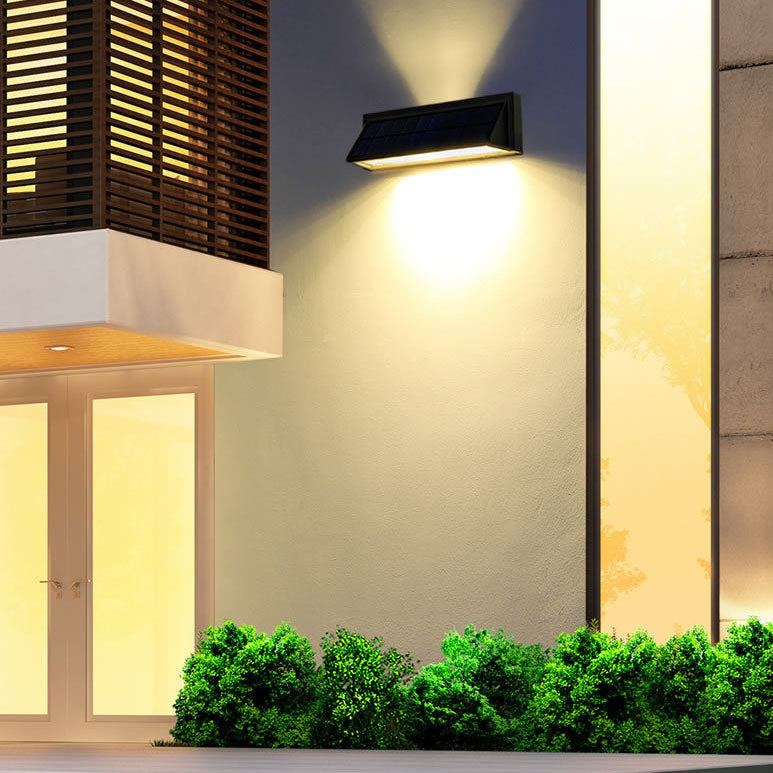 Outdoor Solar Waterproof Rectangular Slant LED Patio Wall Sconce Lamp Lumendat
