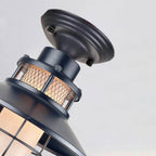 Outdoor Waterproof Iron Frosted Glass 1-Light Semi-Flush Mount Ceiling Light Lumendat