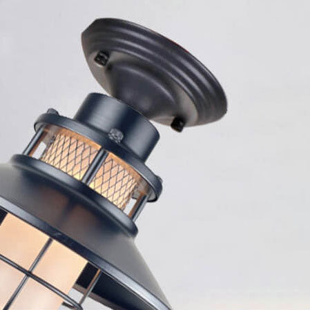 Outdoor Waterproof Iron Frosted Glass 1-Light Semi-Flush Mount Ceiling Light Lumendat