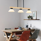 Nordic Solid Wood Cone Glass Shade 3/4 Light Island Light Chandelier BulbSquare