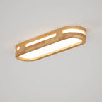 Nordic Minimalist Solid Wood Acrylic Ring LED Flush Mount Ceiling Light BulbSquare