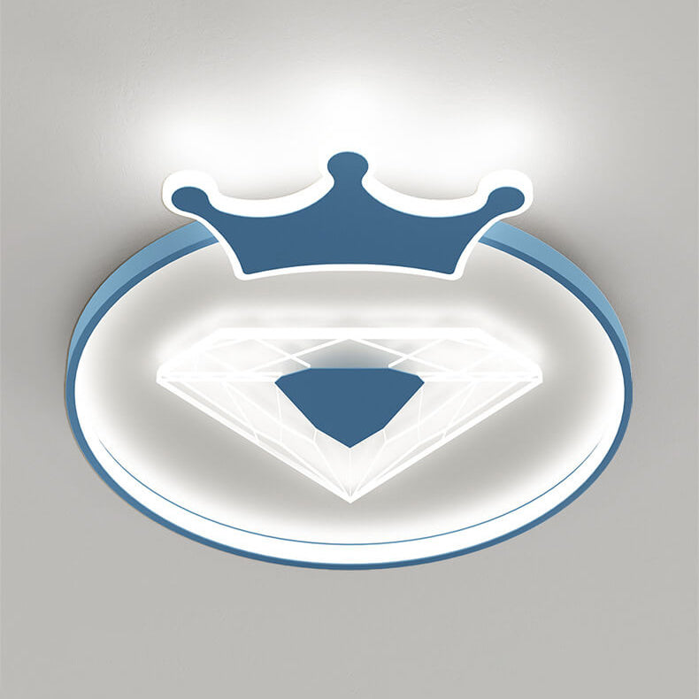 Lumendat Childlike Cartoon Crown Diamond Design LED Flush Mount Light Lumendat