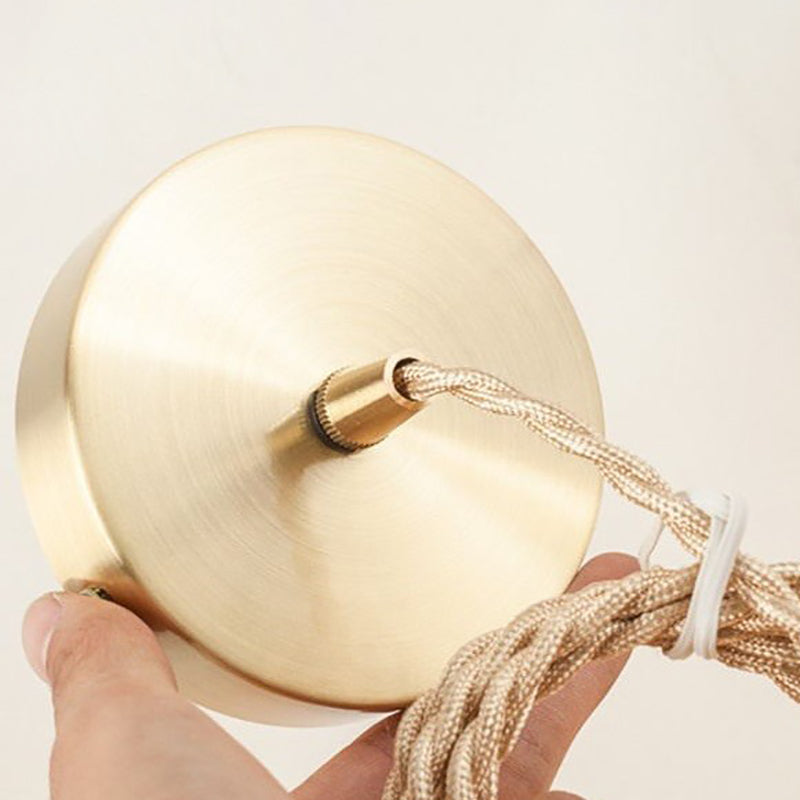 Traditional Japanese Brass Glass Pumpkin Shade 1-light Pendant Light for Living Room