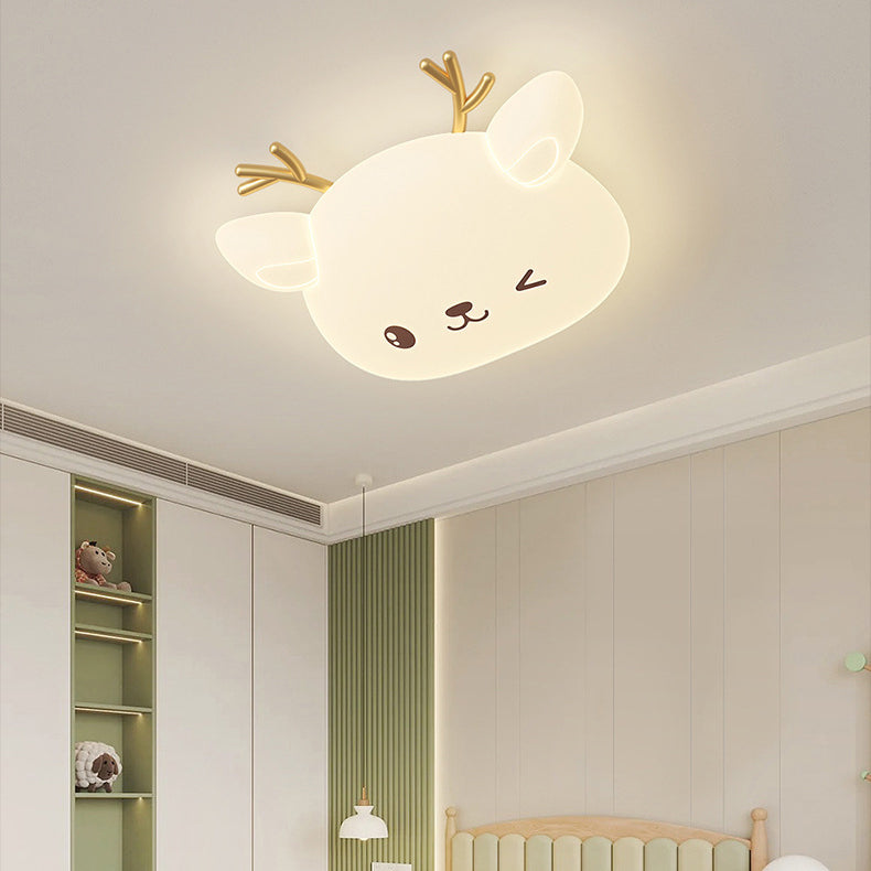 Lumendat Modern Simplicity Kids Iron PE Deer Elliptical LED Flush Mount Ceiling Light For Bedroom Lumendat