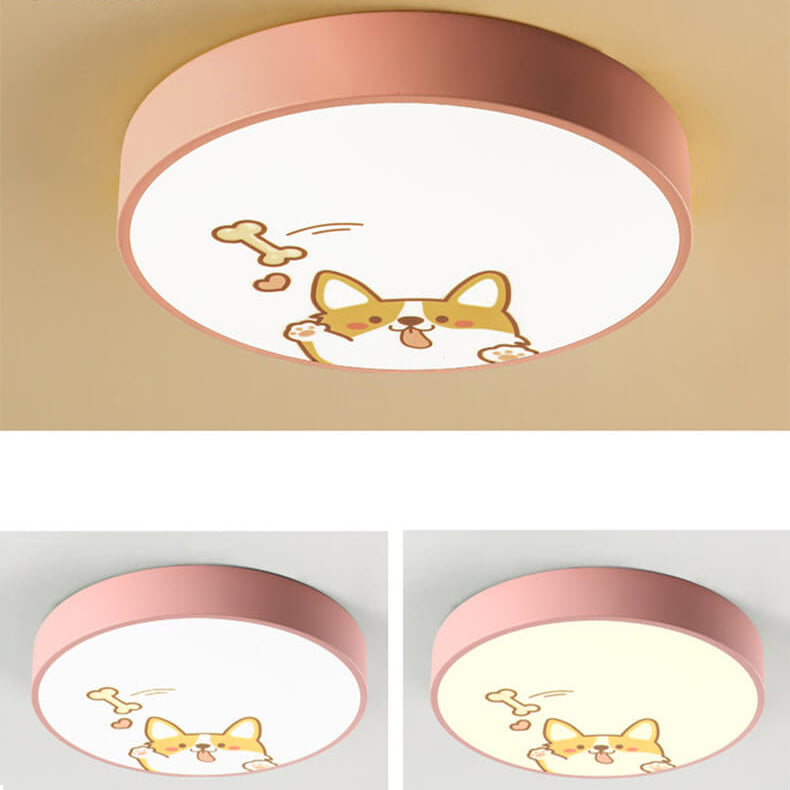 Lumendat Cartoon Creative Colorful Round Children LED Flush Mount Ceiling Light Lumendat