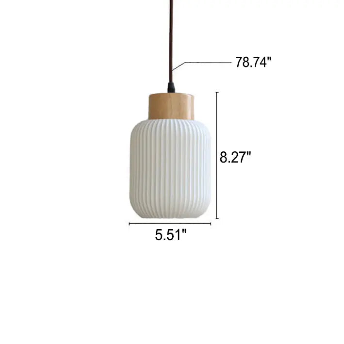 Nordic White Ceramic Cylindrical Jar 1-light Japanese Pendant Light Lumendat