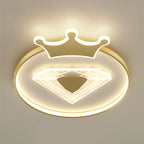 Lumendat Creative Simplicity Round Crown Diamond Acrylic Shade LED Kids Flush Mount Ceiling Light Lumendat