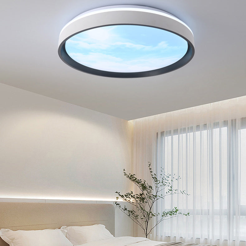 Modern Simplicity Iron Acrylic Round Square Rectangular Sunny Sky LED Flush Mount Ceiling Light For Living Room Lumendat