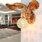 European Creative Resin Eagles Crystal Shade 1-Light Wall Sconce Lamp Lumendat