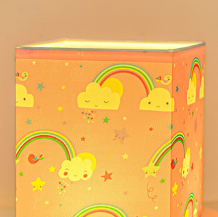 Lumendat Contemporary Creative Kids Rectangular Solid Wood Fabric LED Table Lamp For Bedroom Lumendat
