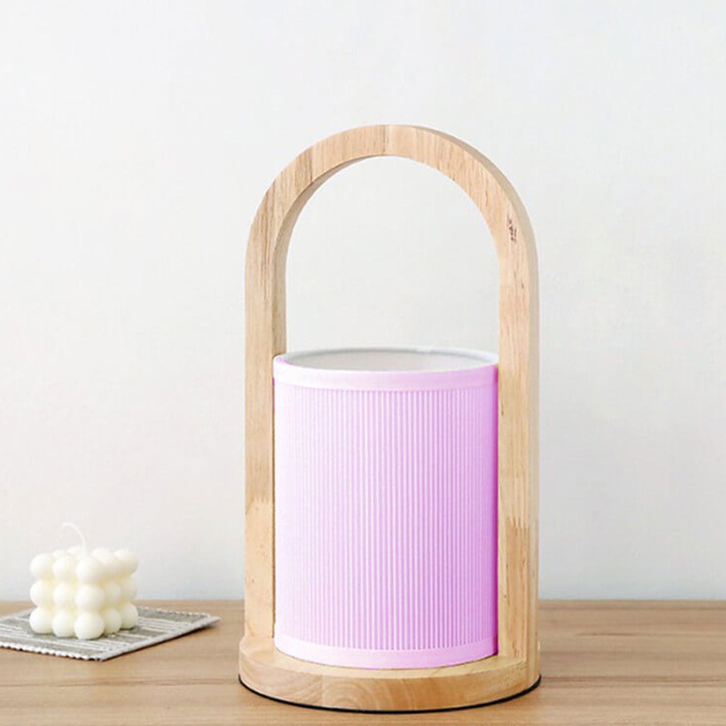 Nordic Fabric Column Solid Wood Portable Design 1-Light Table Lamp Lumendat