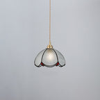 Japanese Vintage Brass Stained Glass Cone 1-light Pendant Light BulbSquare
