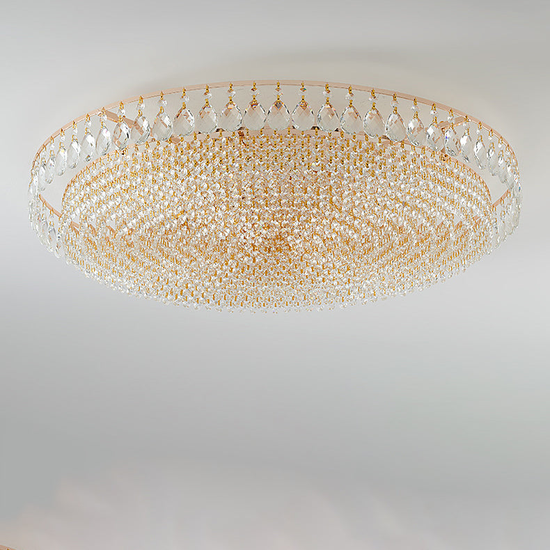 Modern Luxury Circle Iron Crystal 4/6/8/10 Light Flush Mount Ceiling Light For Living Room Lumendat