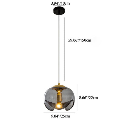 Contemporary Scandinavian Oval Column Iron Glass 1-light Pendant Light for Bedroom