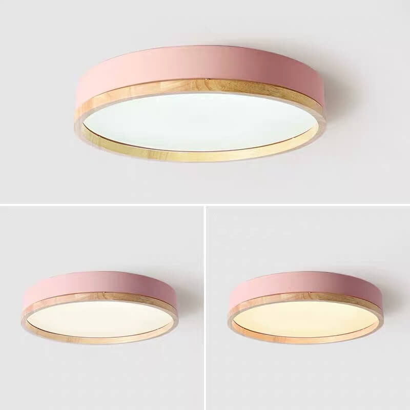 Simple Macaron Round Acrylic LED Flush Mount Ceiling Light BulbSquare