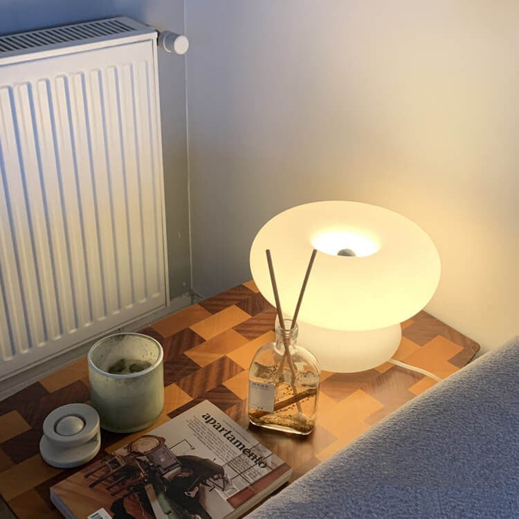 Danish Milk White Mushroom 1-Light Table Lamp Lumendat