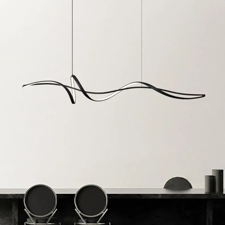 Modern Minimalist Wave Strip Line Iron Aluminium Silica LED Chandeliers Island Light for Dining Room modern luxury lighting f