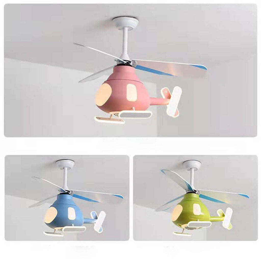 Lumendat Cartoon Creative Aircraft Design LED Downrods Ceiling Fan Light Lumendat