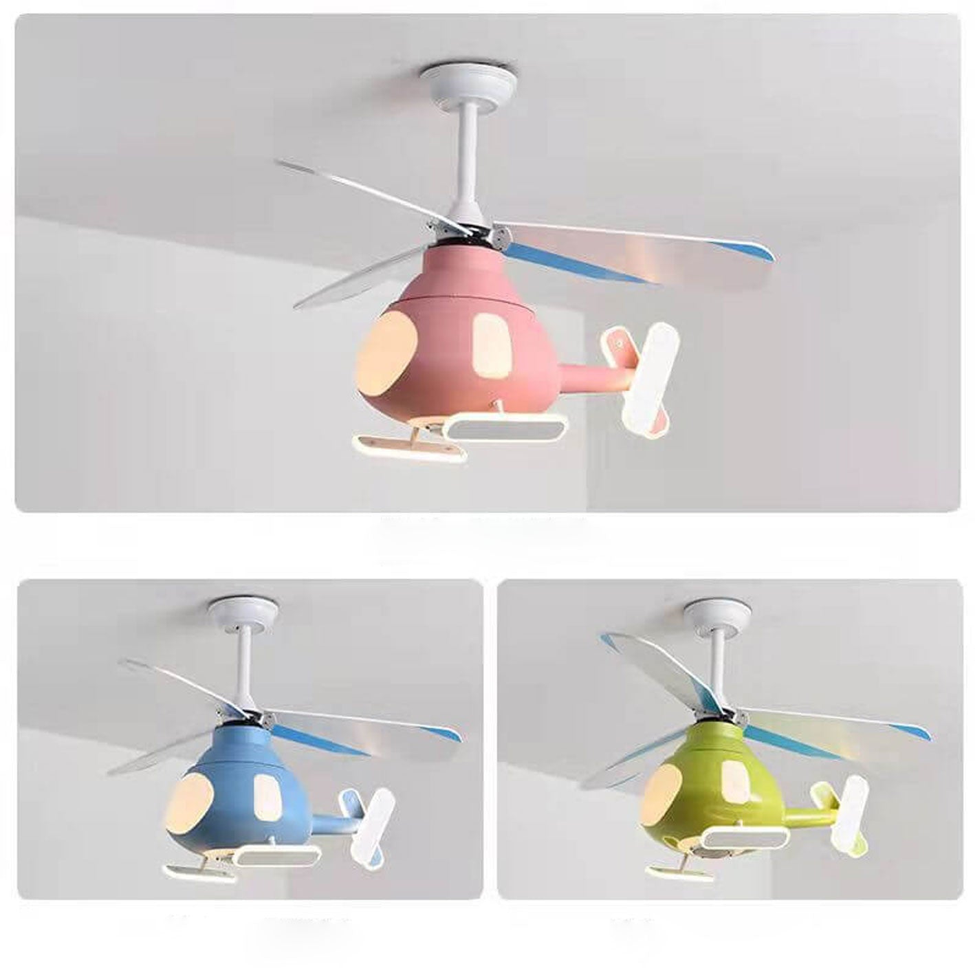 Lumendat Cartoon Creative Aircraft Design LED Downrods Ceiling Fan Light Lumendat