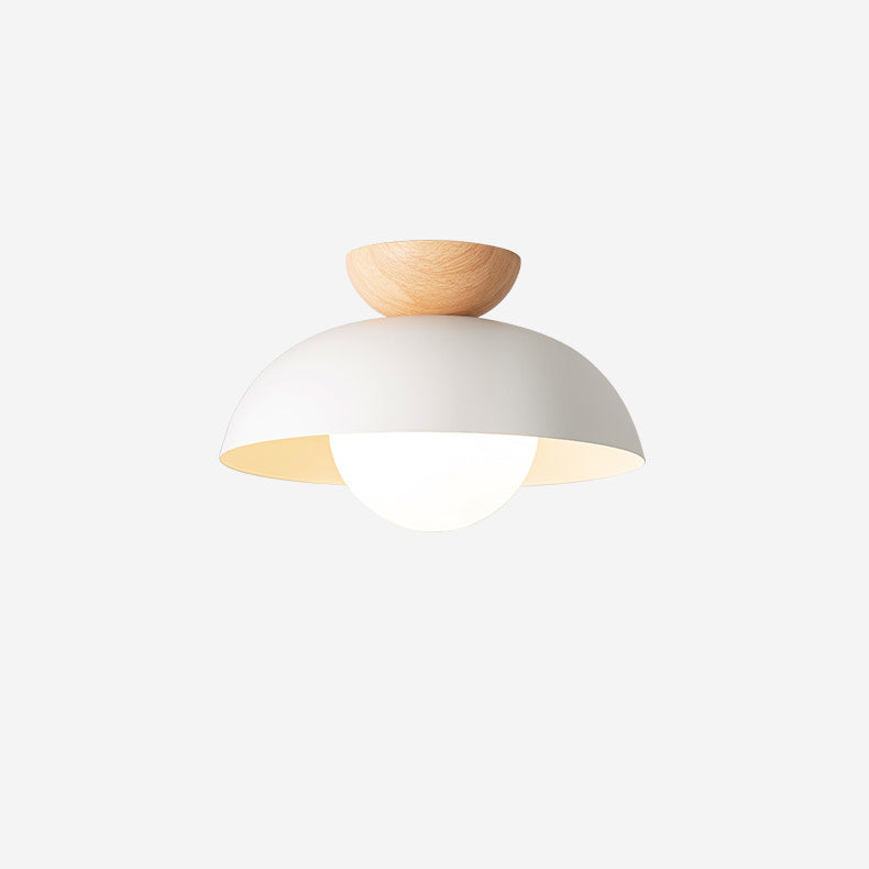 Modern Minimalist Round Iron Glass 1-Light Semi-Flush Mount Ceiling Light For Living Room Lumendat