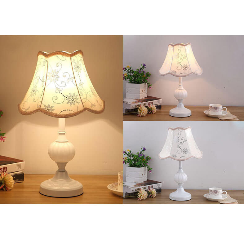 Nordic Vintage Floral Glass Fabric 1-Light Table Lamp Lumendat