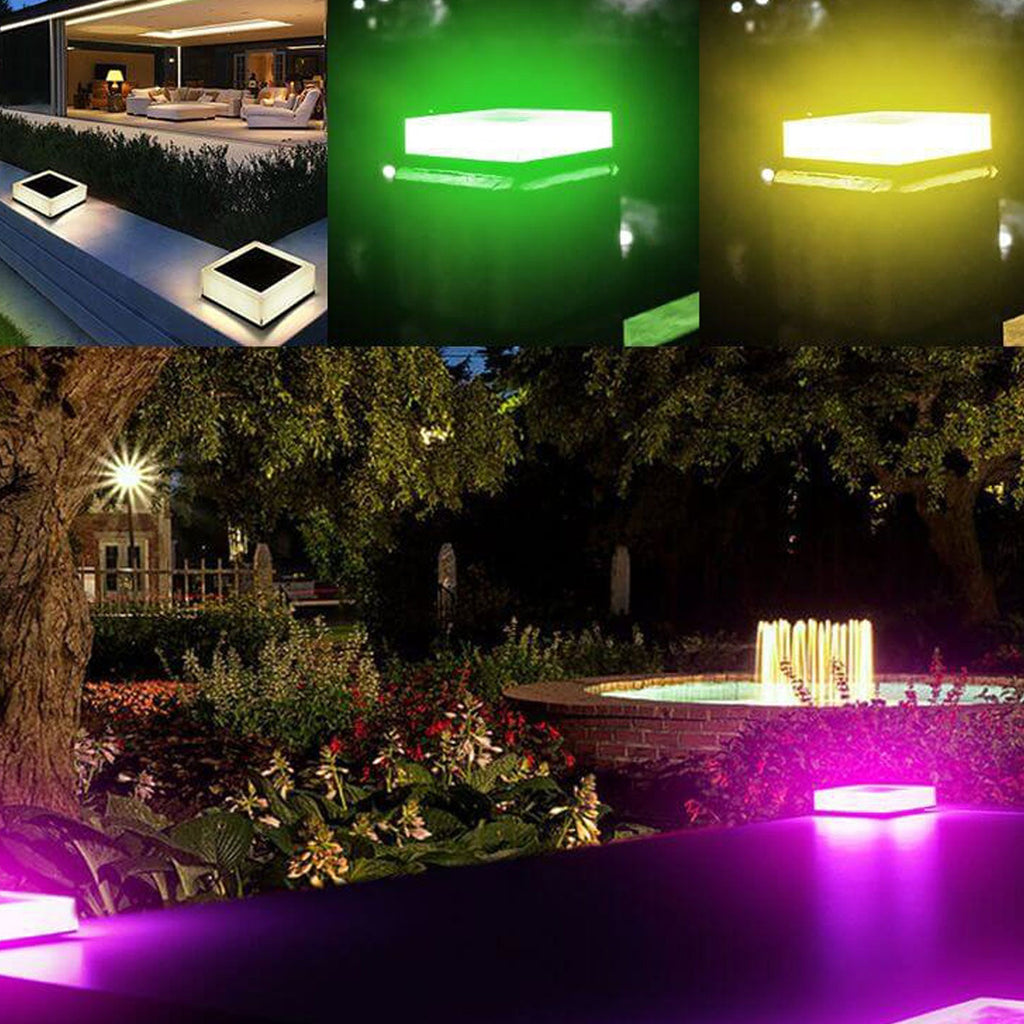 Modern Solar RGB Square Post Head Light Outdoor Garden Landscape Light Lumendat