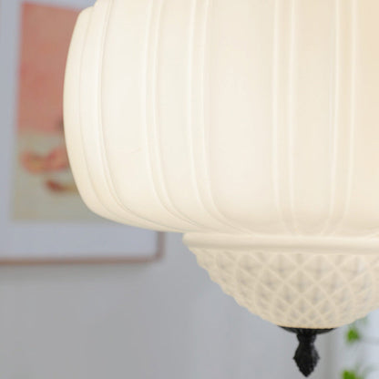 Modern Minimalist Cream Lantern Iron Glass 3-light Pendant Light for Living Room