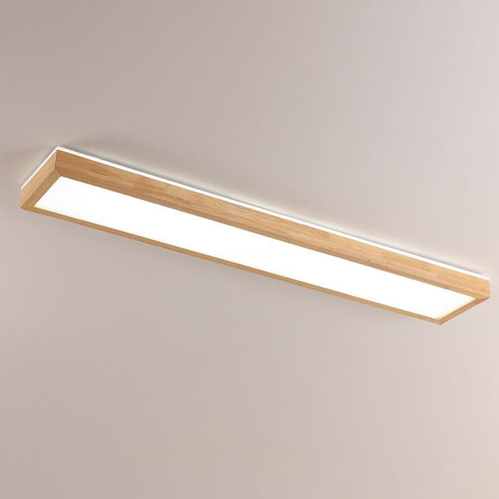 Japanese Minimalist Log Rectangular Walnut LED Flush Mount Ceiling Light BulbSquare