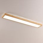 Japanese Minimalist Log Rectangular Walnut LED Flush Mount Ceiling Light BulbSquare