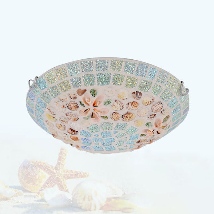 Tiffany Creative Mosaic Shells 1-light Flush Mount Ceiling Light
