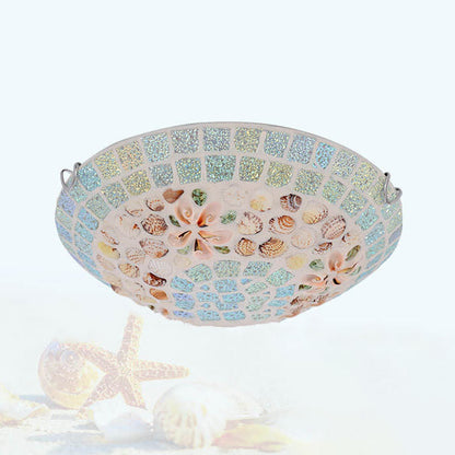 Tiffany Creative Mosaic Shells 1-light Flush Mount Ceiling Light