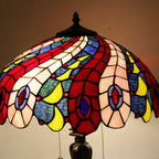 Tiffany Mediterranean Stained Glass Cone Pull Cord 2-Light Table Lamp Lumendat