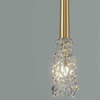 Contemporary Luxury Full Copper Water-ripple Glass Shade 1-light Pendant Light for Living Room