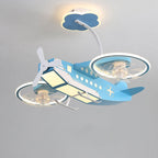 Lumendat Creative Cartoon Aircraft Kids Flush Mount Ceiling Fan Light Lumendat
