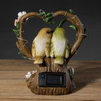 Creative Garden Solar Night Light Heart-shaped Resin Bird Outdoor LED Ornament Light Lumendat
