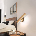 Nordic Simple Solid Wood Bar Rotating LED Wall Sconce Lamp