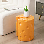 Lumendat Contemporary Creative Kids Round Cylinder Cheese Resin Side Table For Bedroom Lumendat