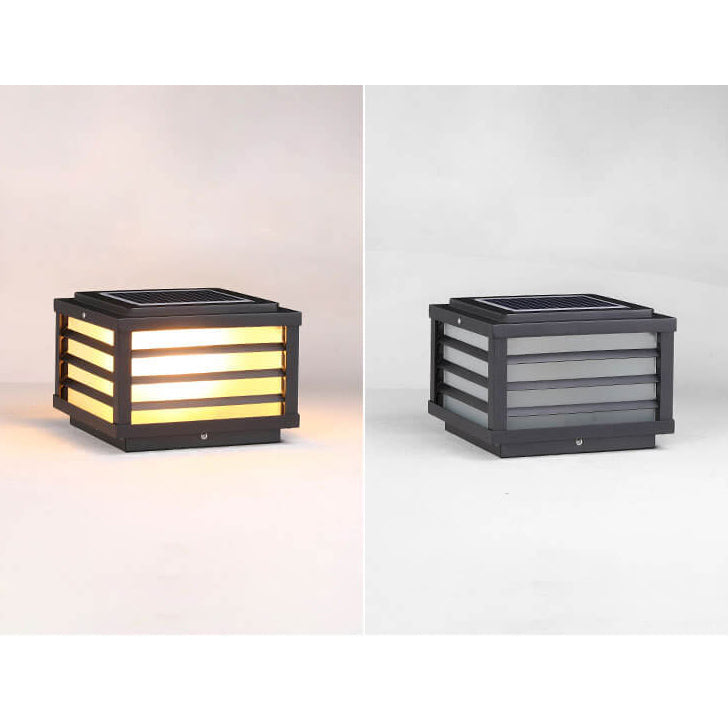 Modern Minimalist Waterproof Solar Square Aluminum PC LED Post Landscape Lighting for Garden Lumendat