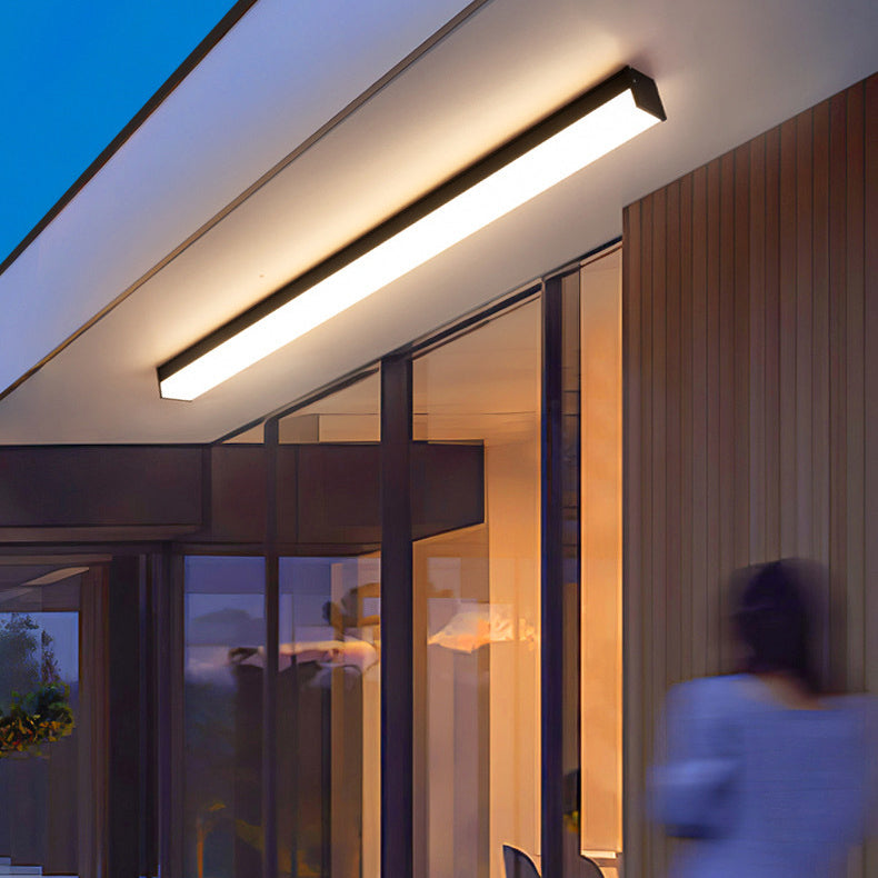Modern Minimalist Long Rectangle Aluminum PC LED Flush Mount Ceiling Light For Outdoor Patio Lumendat
