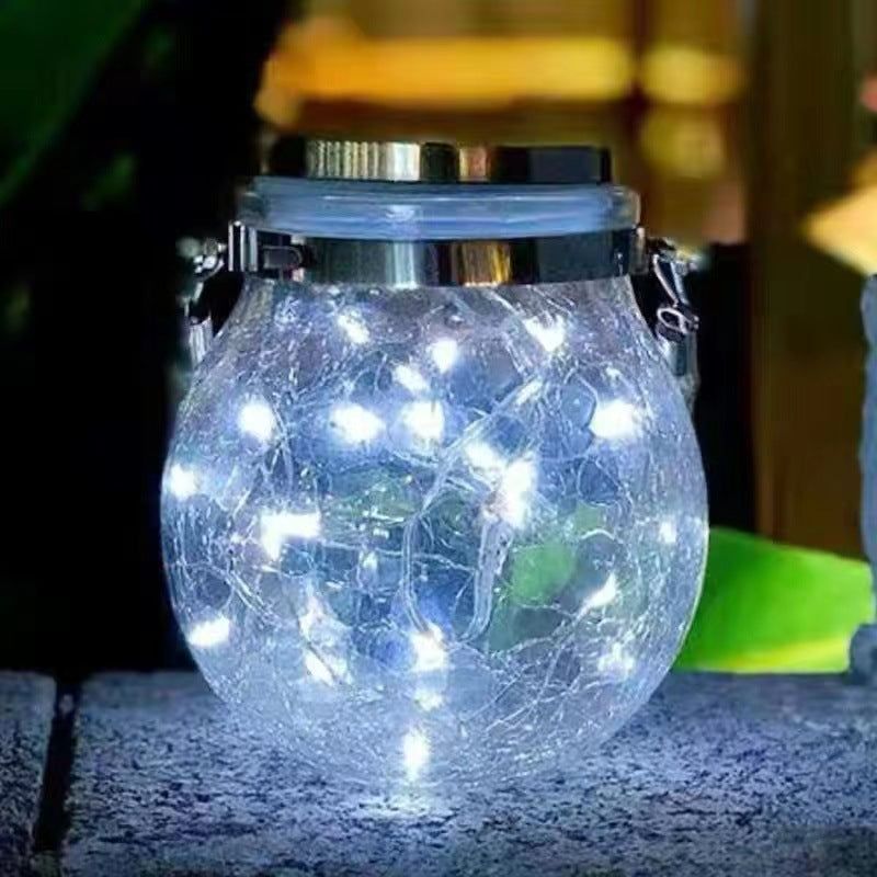 Cracked Glass Jar Waterproof Solar Copper Wire LED Outdoor Garden Landscape Light Lumendat