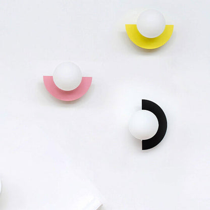 Modern Minimalist Glass Spherical Colorful Semicircle Design 1-Light Wall Sconce Lamp