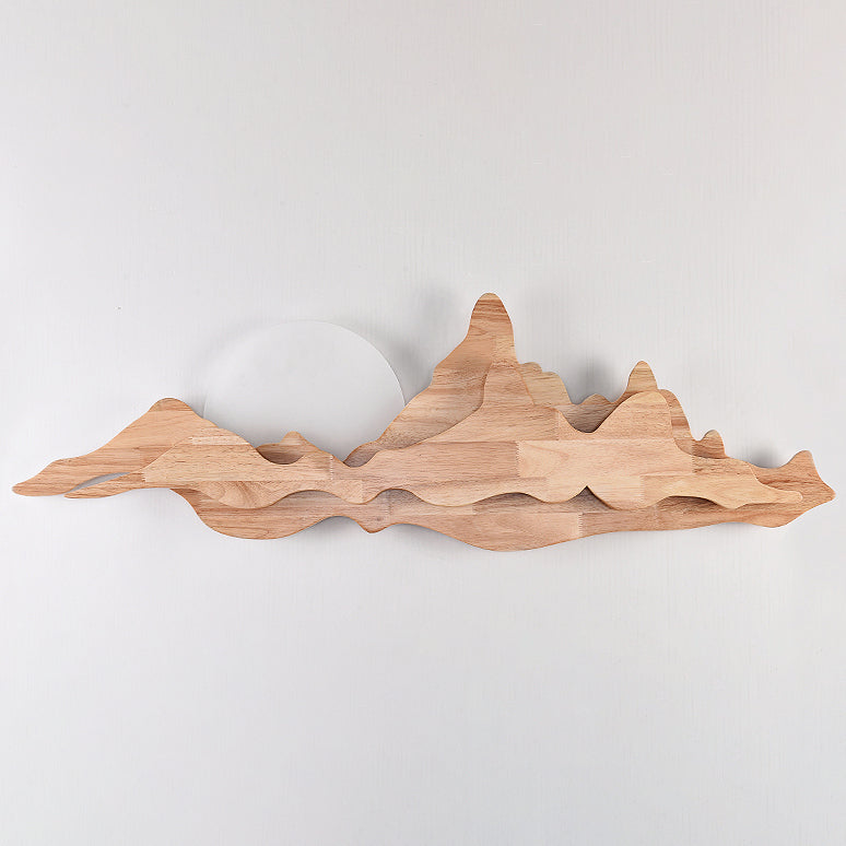 Modern Art Deco Round Mountain Shaped Wood Acrylic LED Wall Sconce Lamp For Living Room Lumendat