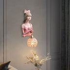 Lumendat Creative Girl Painted Resin Glass Kids 1-Light Wall Sconce Lamp Lumendat