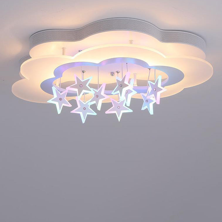 Lumendat Contemporary Nordic Star Decor Cloud Acrylic Shade LED Kids Flush Mount Ceiling Light For Bedroom Lumendat