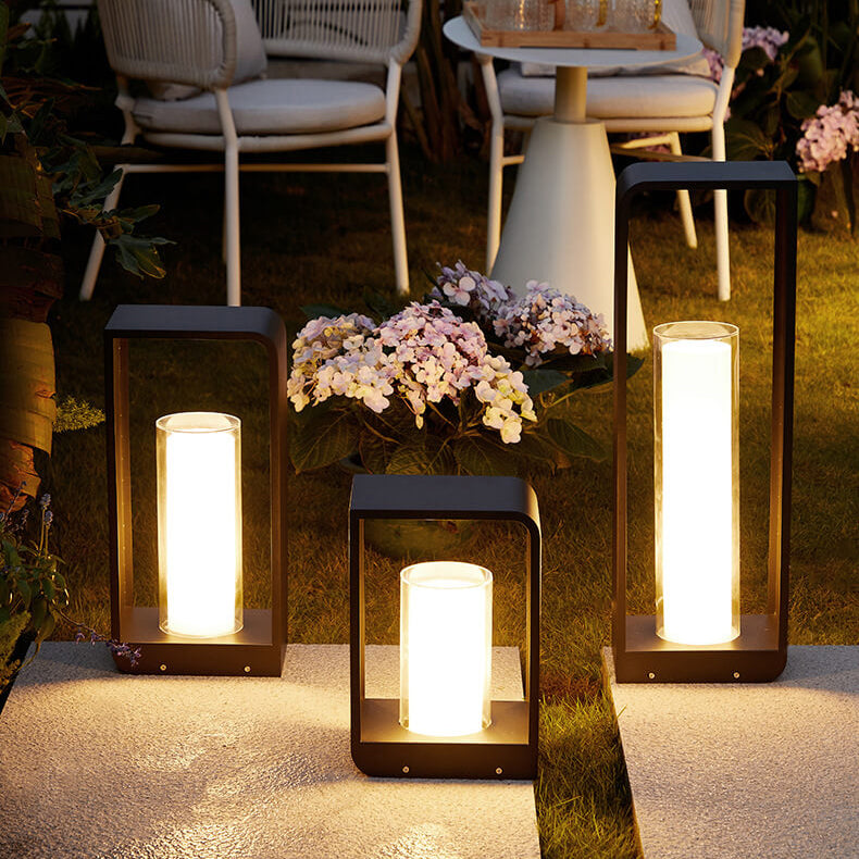 Modern Minimalist Square Frame Stainless Steel Acrylic LED Waterproof Lawn Landscape Light For Outdoor Patio Lumendat