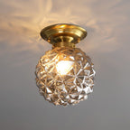 Modern Light Luxury Star Textured Glass Orb 1-light Semi-flush Mount Ceiling Light