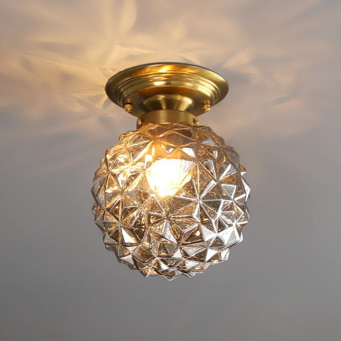 Modern Light Luxury Star Textured Glass Orb 1-light Semi-flush Mount Ceiling Light