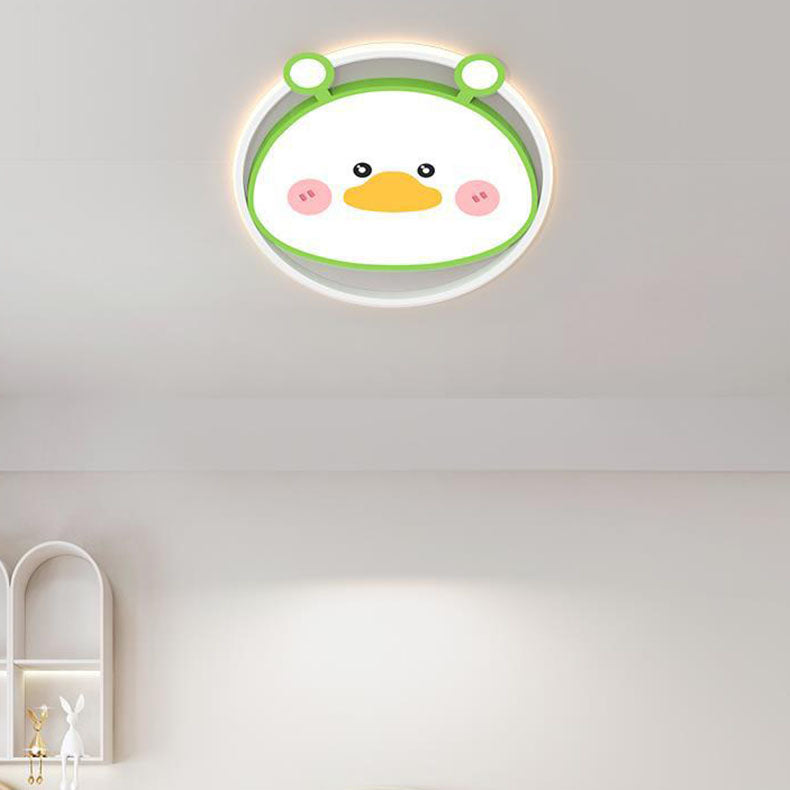 Lumendat Contemporary Creative Cartoon Animal Duck Acrylic LED Flush Mount Ceiling Light For Bedroom Lumendat